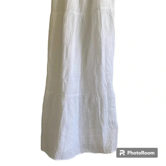 BB Dakota STEVE Madden White Cotton Gauze Tiered Maxi Dress Size M - Picture 7 of 15